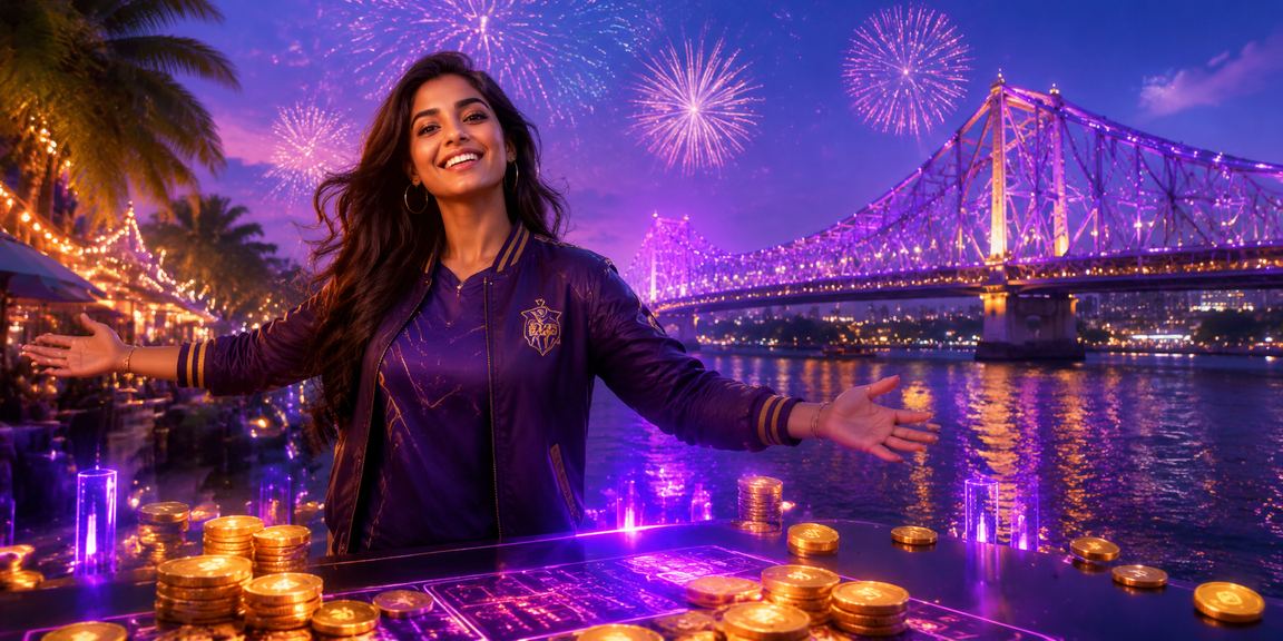 Kolkata Howrah Bridge illuminated with neon cricket betting theme